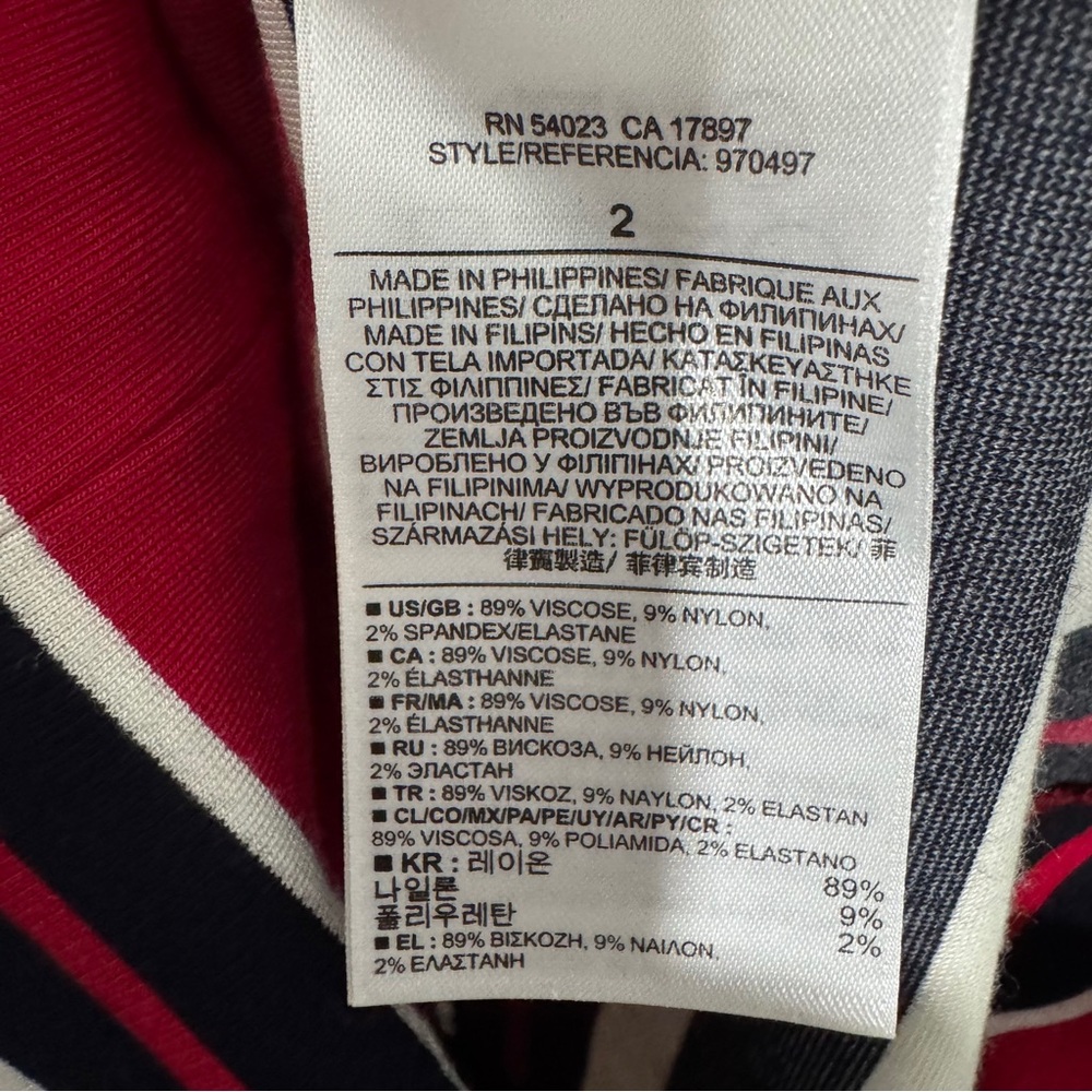 Banana Republic Red Black White Striped Short Sleeve‎ Sheath Dress Size 2 - Picture 11 of 12